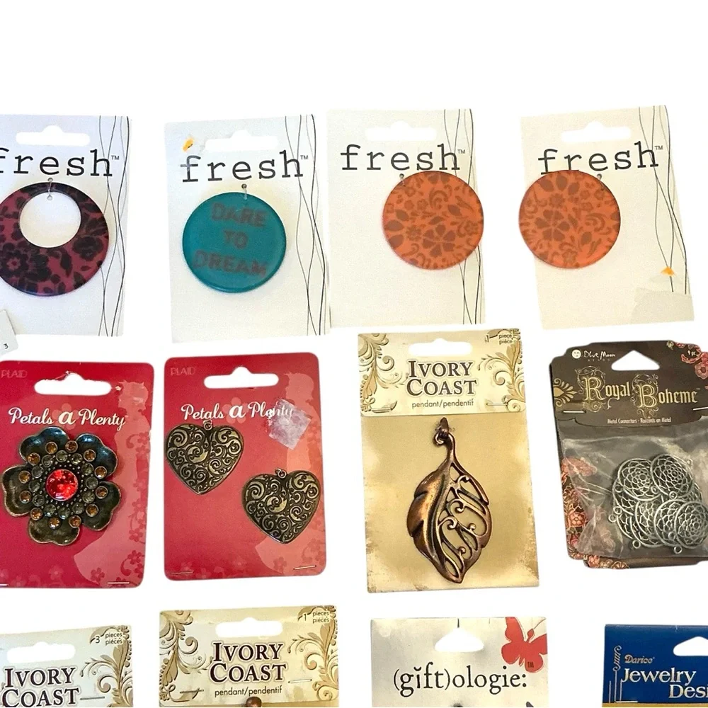 Jewelry Making Supplies Assorted Beads and Pendants Lot - 41 items
